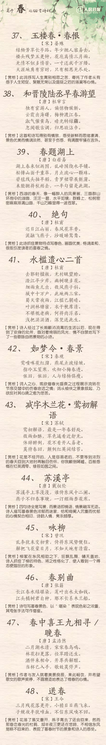 人民日報：100首春天唯美經(jīng)典詩詞，為孩子收藏！