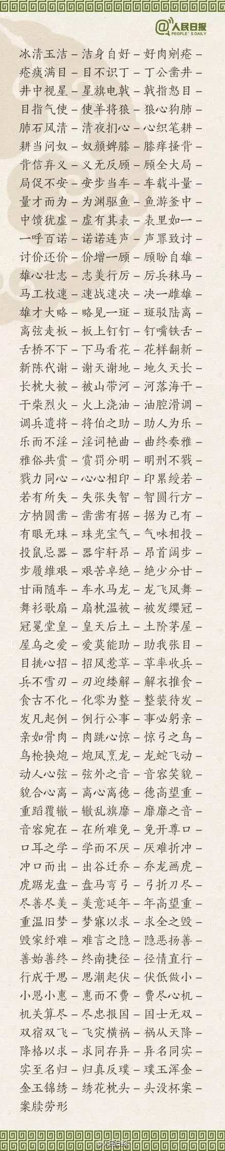 ?1500個(gè)成語(yǔ)接龍，貼在墻上，和孩子常玩，語(yǔ)文成績(jī)想不好都難！